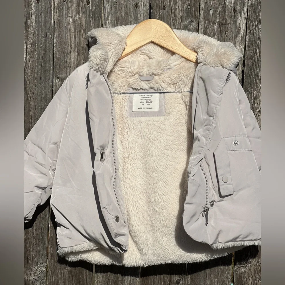 Zara Baby Outerwear Collection Puffer Faux Fur Lined Hooded Coat